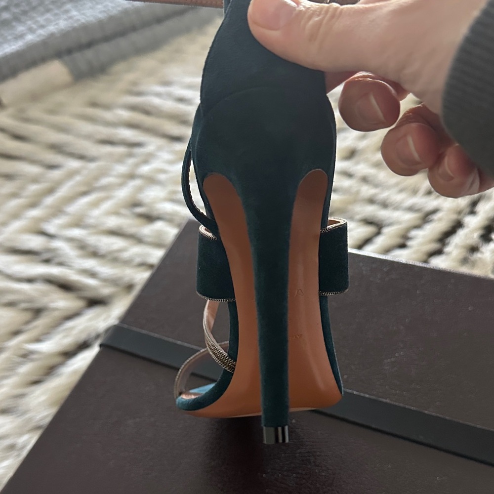 Alaia Dark Teal Heeled Sandals - Picture 6 of 6